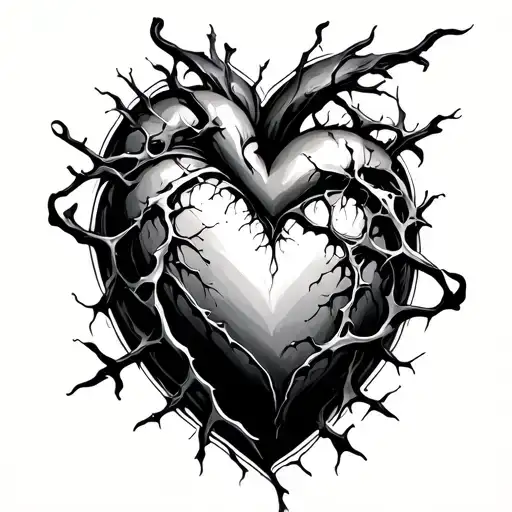 Kintsugi Heart Tattoo Design