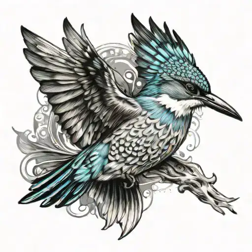 Realism Kingfisher Flying Through A Colorful