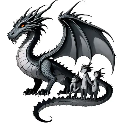 Mother Dragon And 3 Children