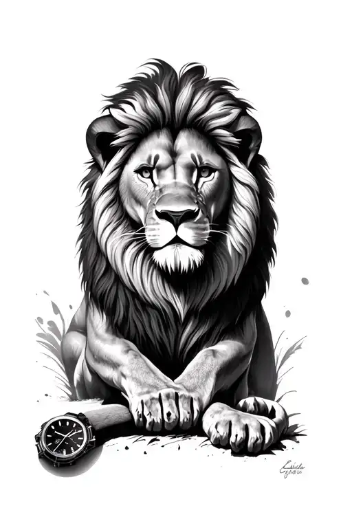 Realistic Lion With A Watch Incorporated Somehow
