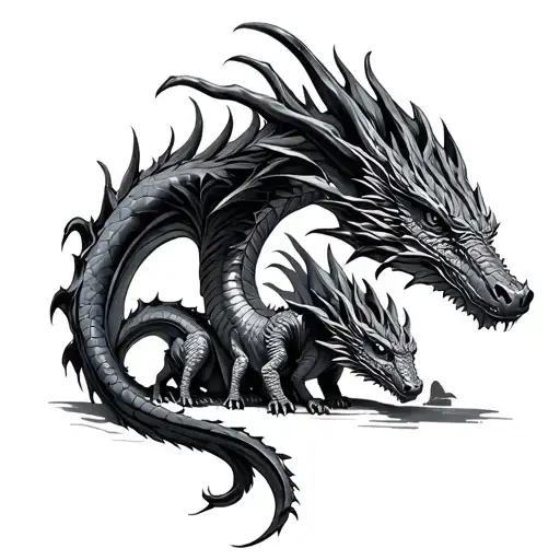 Mother Dragon And 3 Baby Dragons