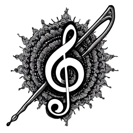Treble Clef With Crochet Hook