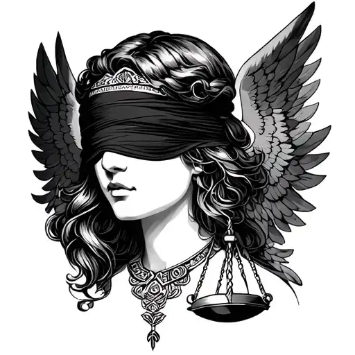 Angelic Libra Blindfolded Tattoo Design Inspired