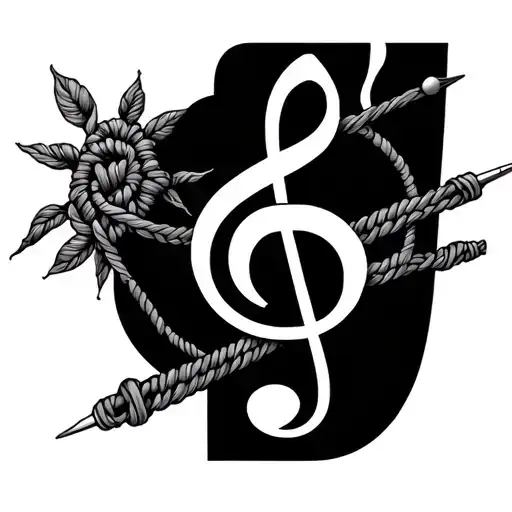Treble Clef With Crochet Hook Intertwined