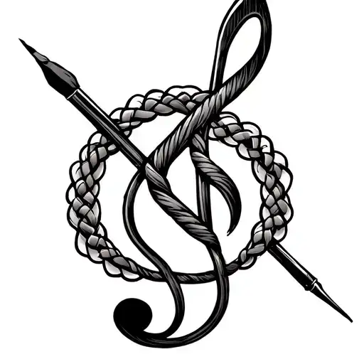 Treble Clef With Crochet Hook Intertwined Representing Center Post