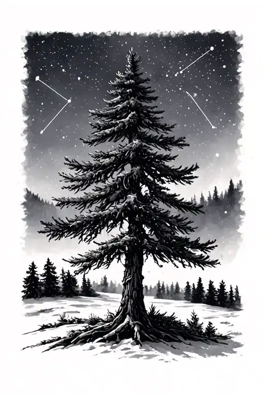Pine Tree And Big Dipper Constellation