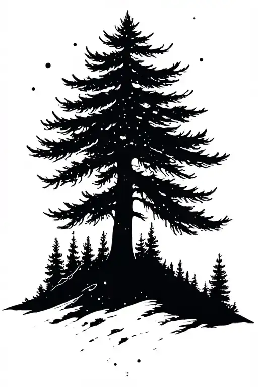 Pine Tree And Big Dipper Constellation