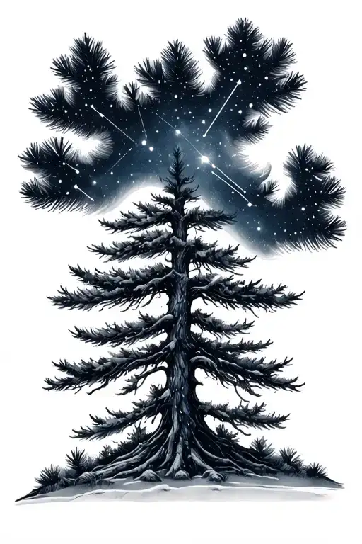 Pine Tree And Big Dipper Constellation