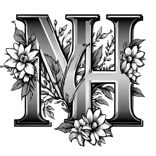 Letters M And H With Flowers