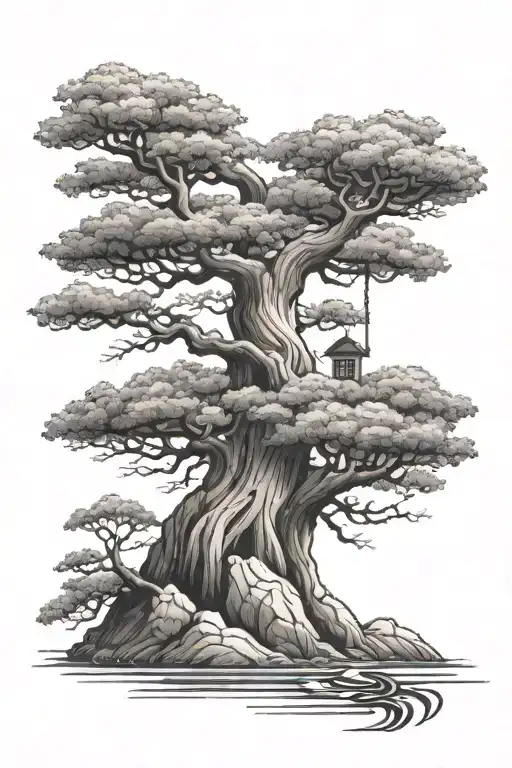 Cross With Bonsai Tree