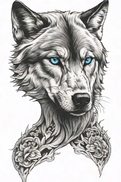 Wolf With Blue Eyes To Cover Forearm Sleeve