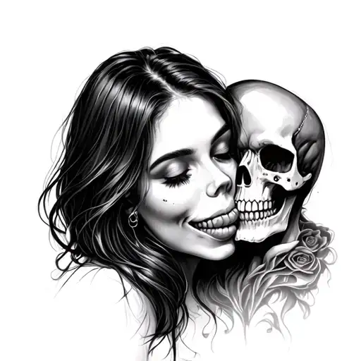 Girl Kissing Skull