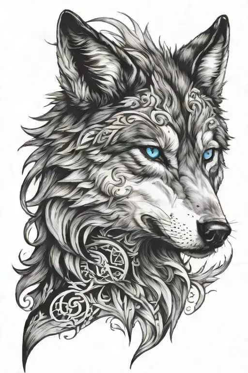 Wolf With Blue Eyes Like Fire