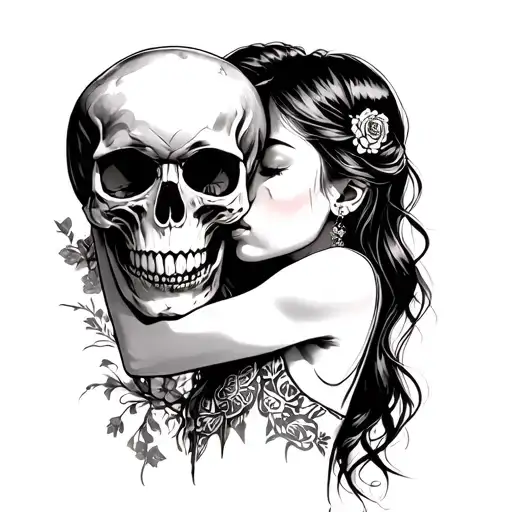 Girl Kissing Skull