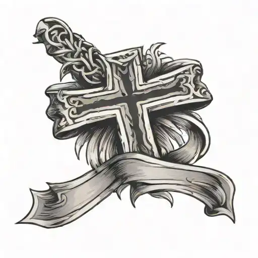 Cross With A Banner Wrapped