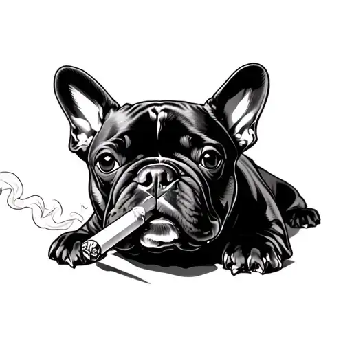 French Bulldog Smoking A Joint