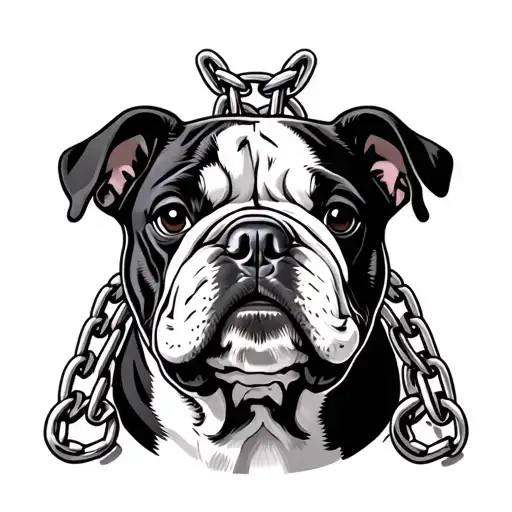 French Bulldog Head Wearing Cuban Chain