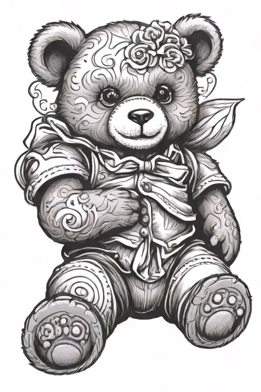 Teddy Bear Holding Teddy Bear Sitting