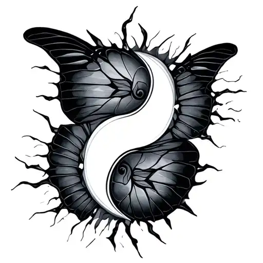 Yin Yang Butterfly Broken Material Wings