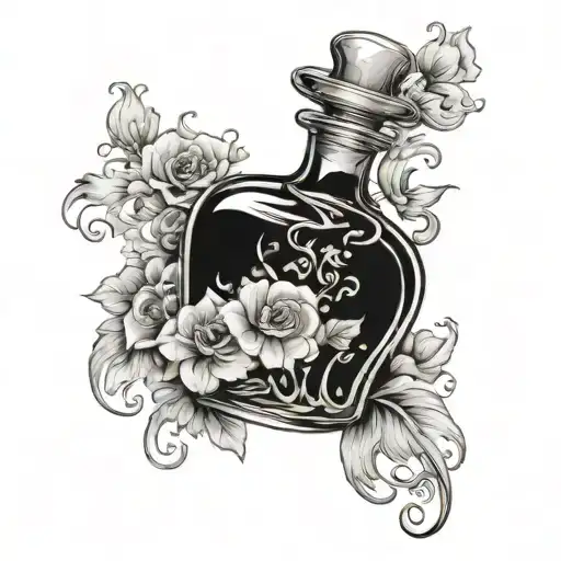 Aqua Tofana Potion Bottle Belladona Flower See-through Liquid Inside