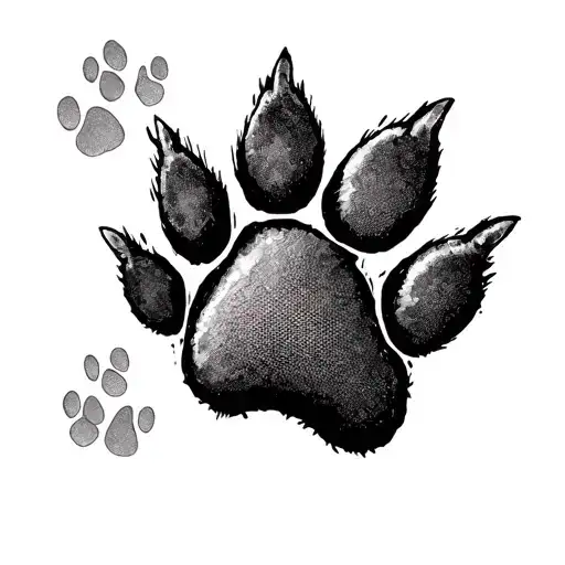 Pet Memorial Tattoo Of 2 Dog Paw Prints And 1 Cat Paw Print