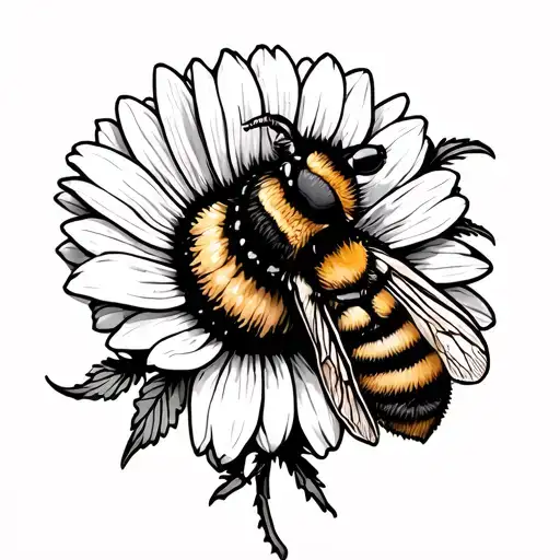 Bumble Bee Marigold Flower