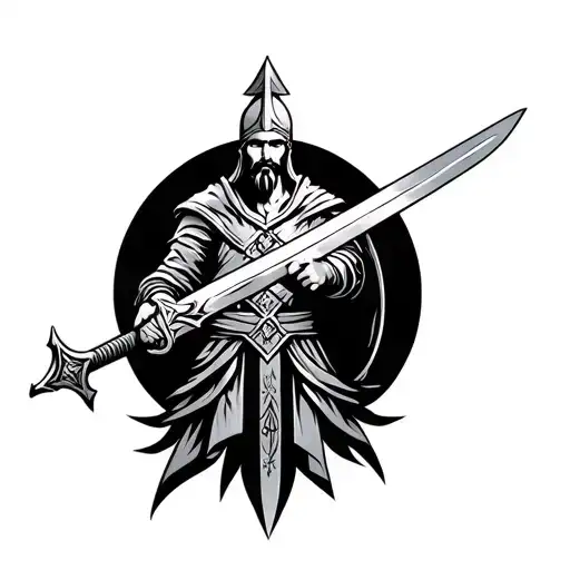 Christian Warrior Wielding A Sword