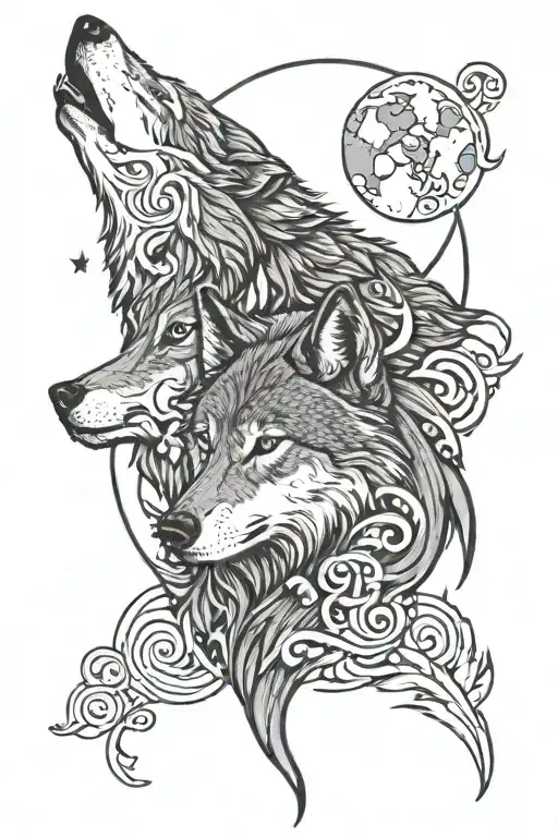 Wolf And Moon