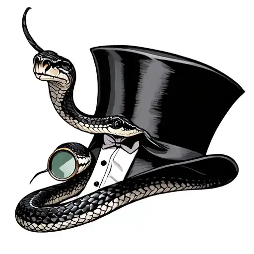 Snake Wearing Tuxedo Top Hat And Monocle