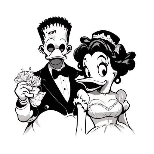 Donald Duck Frankenstein And Daisy Duck As Bride Of Frankenstein