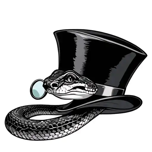 Snake Wearing Tuxedo Top Hat And Monocle