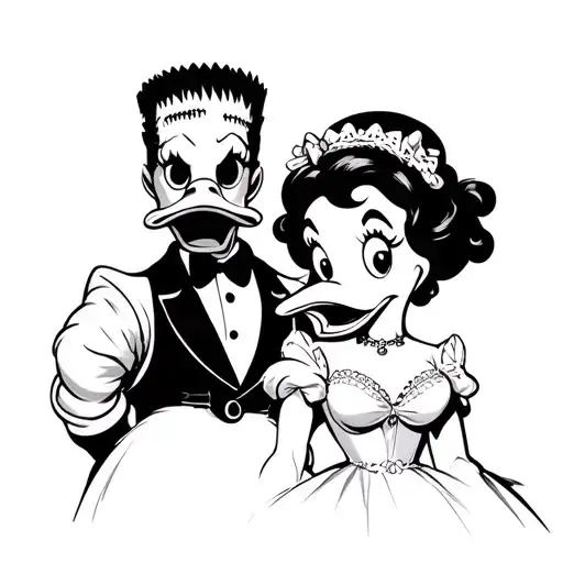 Donald Duck Frankenstein And Daisy Duck As Bride Of Frankenstein