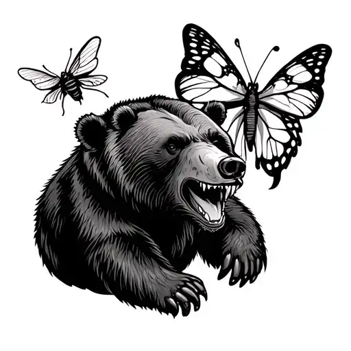 Ferocious Bears And Butter Fly