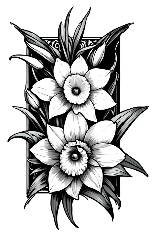 Gothic Style Daffodils With Border