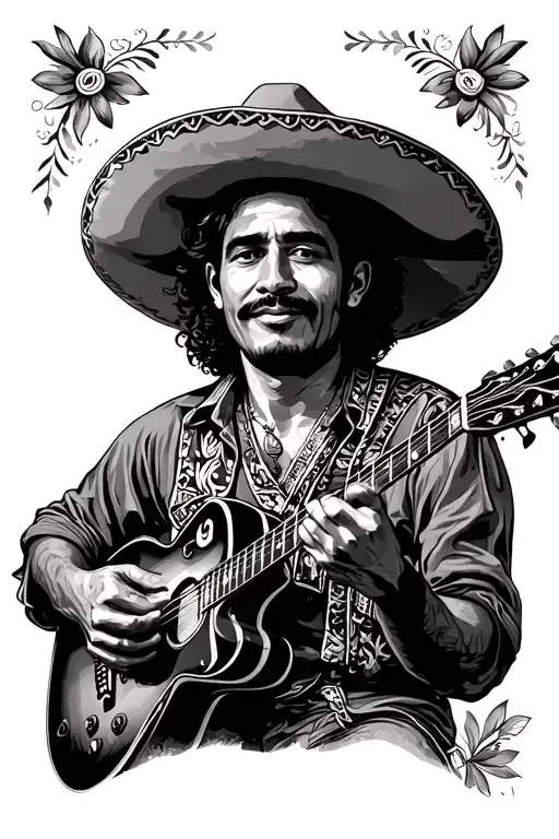 Mexican Man Playing A Guitar