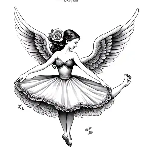 Roses Angel Wings Ballerina Dancing Sister