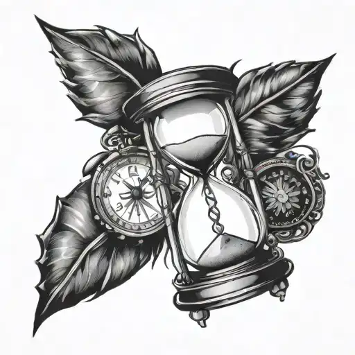 Hourglass Tattoo With Compass