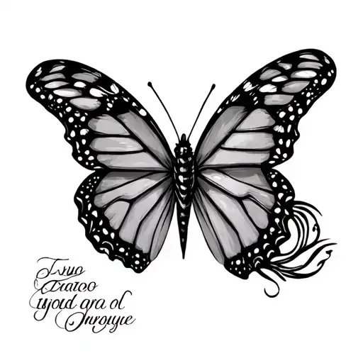 Fine Line Monarch With Words Made Strong