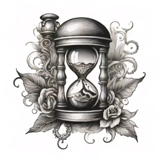 Sad Mens Hourglass Tattoo With Compass