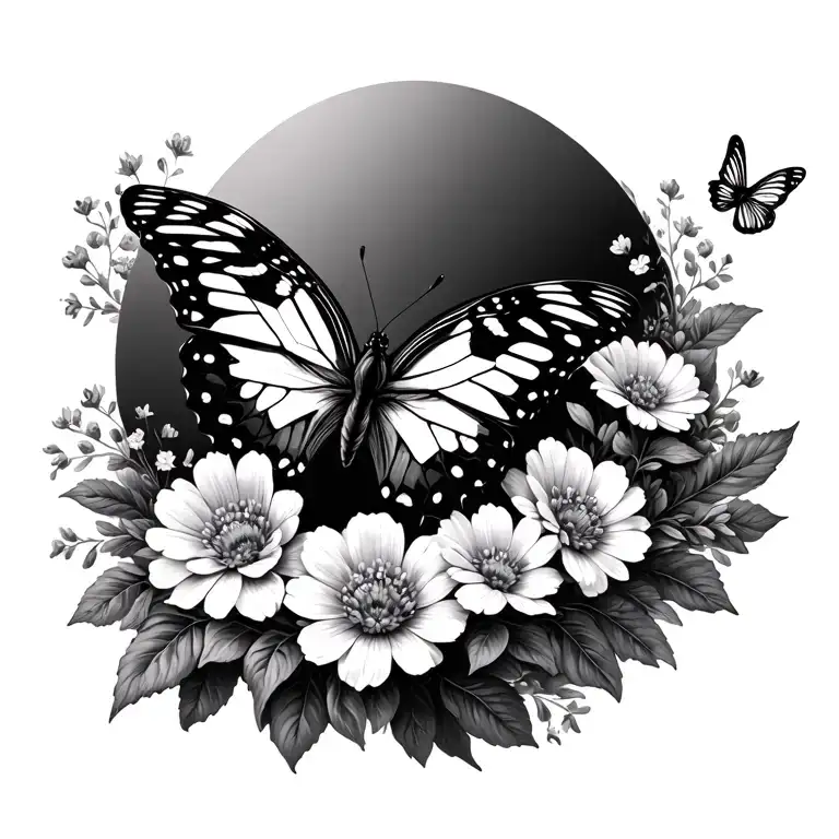 Butterfly Flying Around Flowers Blooming