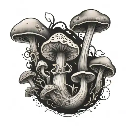 Number 9 With Mushrooms Growing