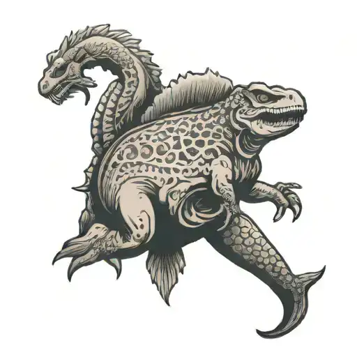 Dinousaur Fossil And Mermaid Mashup