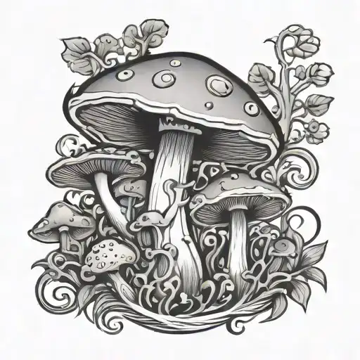Number 9 With Mushrooms Growing