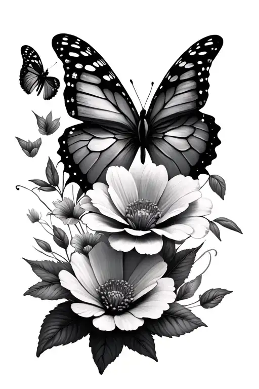 Flowers And Butterflies Fluttering