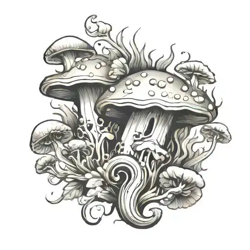Number 9 With Mushrooms Growing Inside