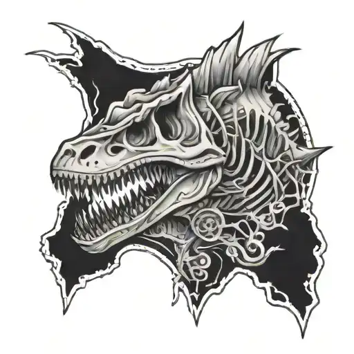 Mermaid T-rex Fossil Skeleton