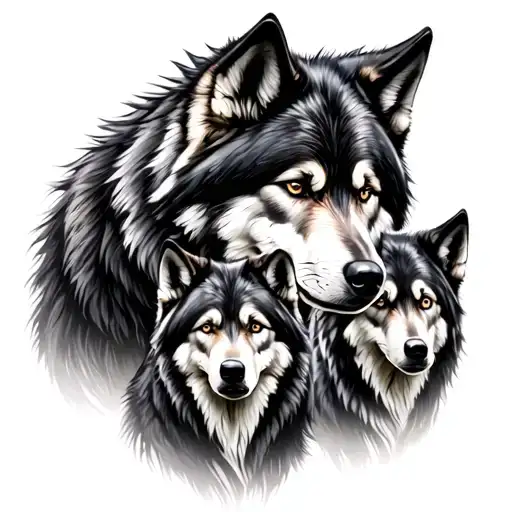 Solid Black Wolf Family