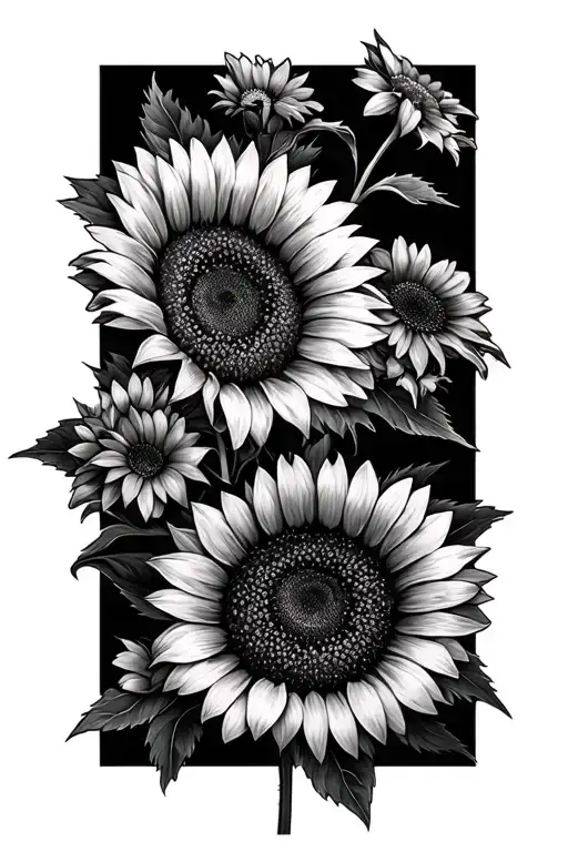 Three Sunflowers With Some Small Flowers