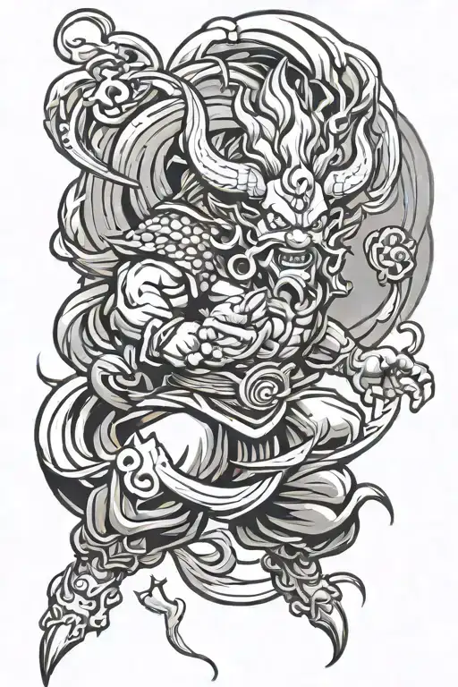 Raijin Thunder God Abstract Icon