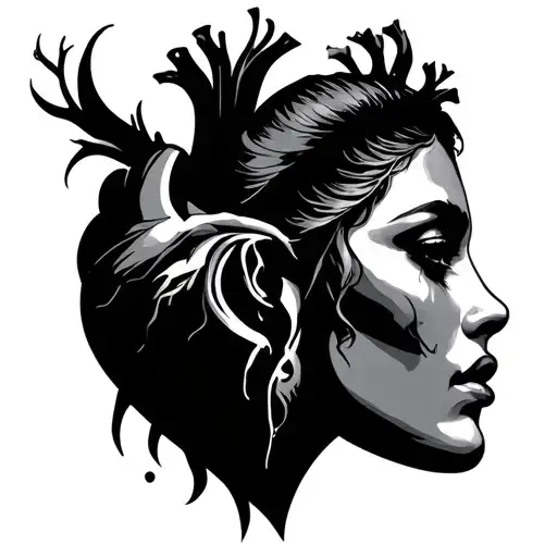 Heart With Face Profile